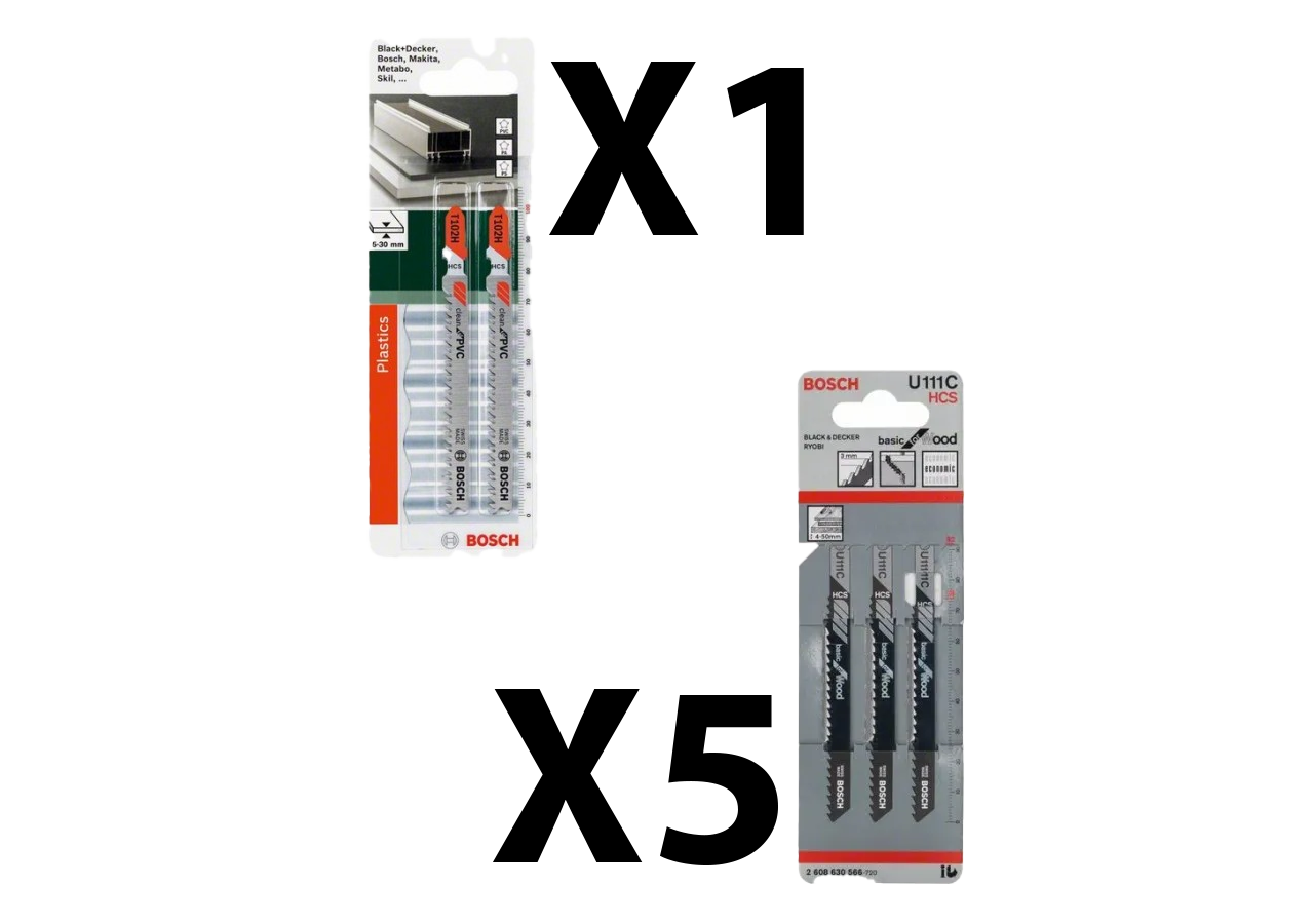 Lot de lames scie sauteuse bois et PVC HCS
