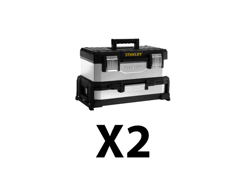 Lot de 2 boites à outils plastique et acier