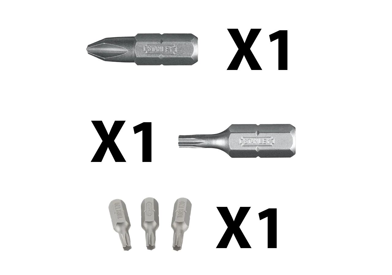 Lot de 31 embouts de Vissages (3 x PH2, 3 T20, 25 T30)