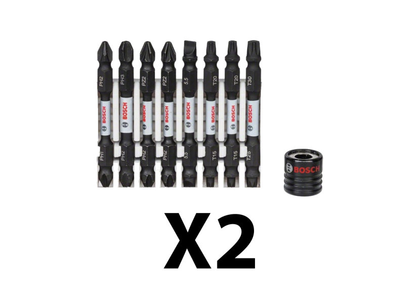 Lot de 2 kit 8 Impact PH1-PH2 PH2-PH3 2xPH2-PZ2 Plat1x5,5 2xT15-T20 T25-T30 65mm + aimant