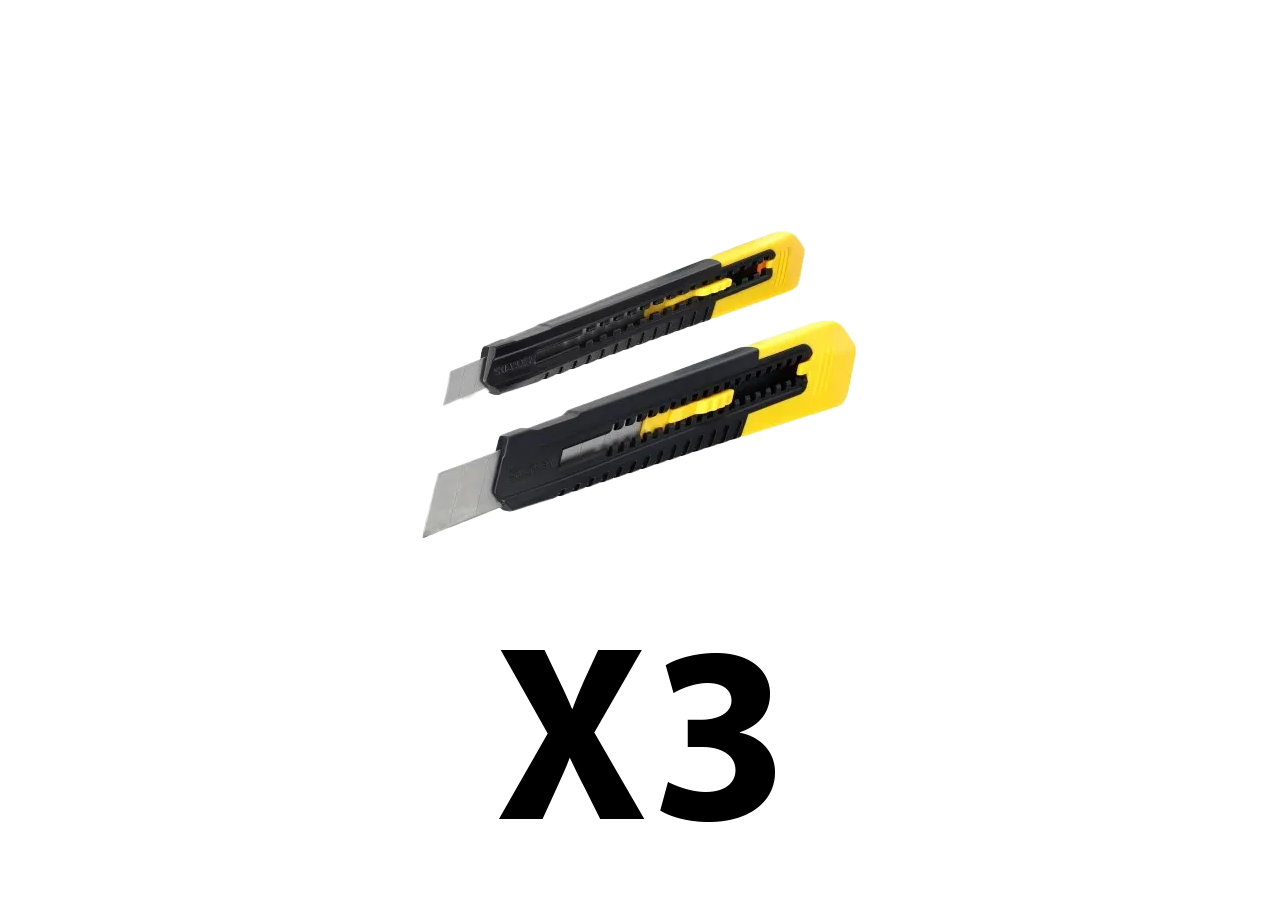 Lot de 6 cutters Stanley (3 x 9 mm, 3 x 18 mm)