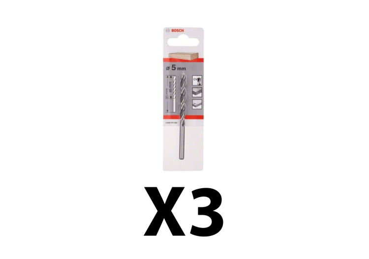 3 meches à bois helicoidale 5x45x85 mm