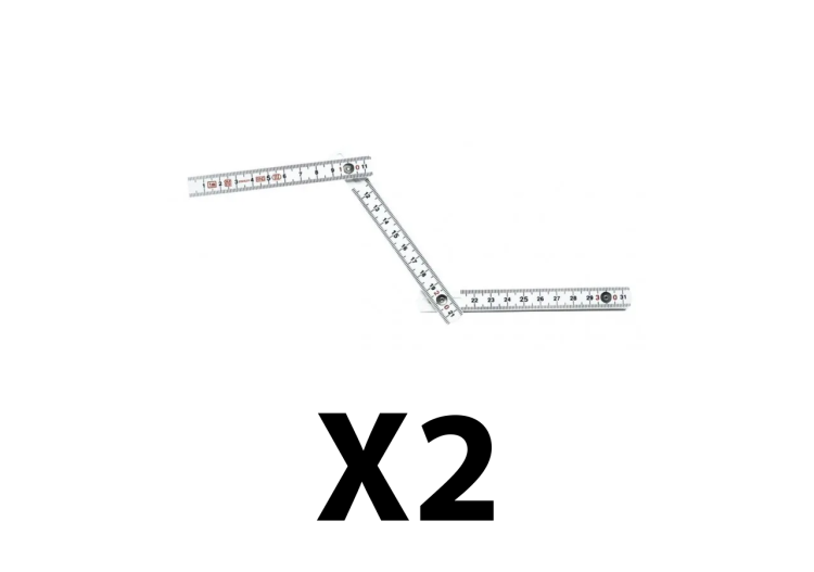 Lot de 2 metres pliants en synthetique - 2 M sections de 115 mm