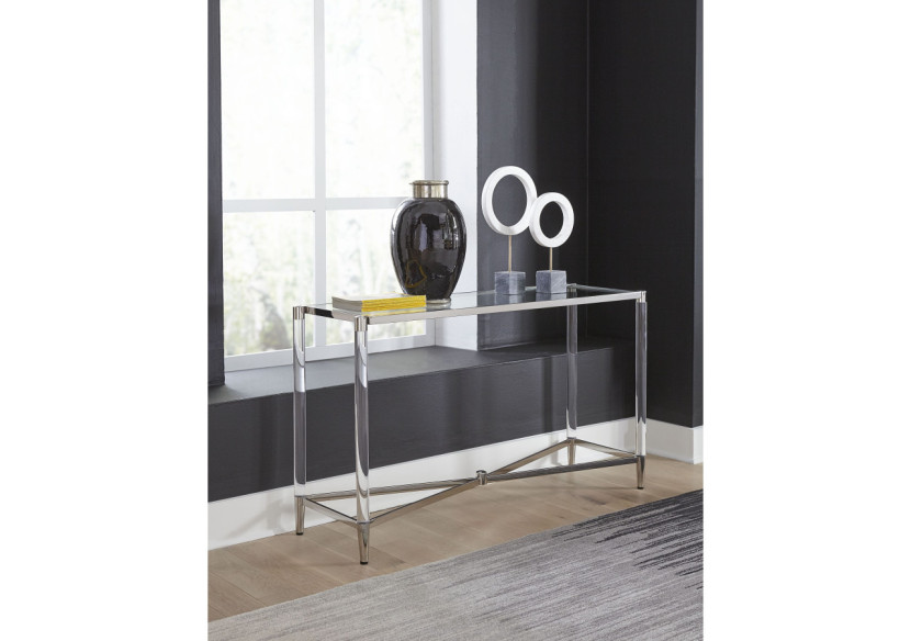 Table Console en Verre et Acier Inoxydable Poli - Chic et Élégante - 4RV223 - Modus Furniture International