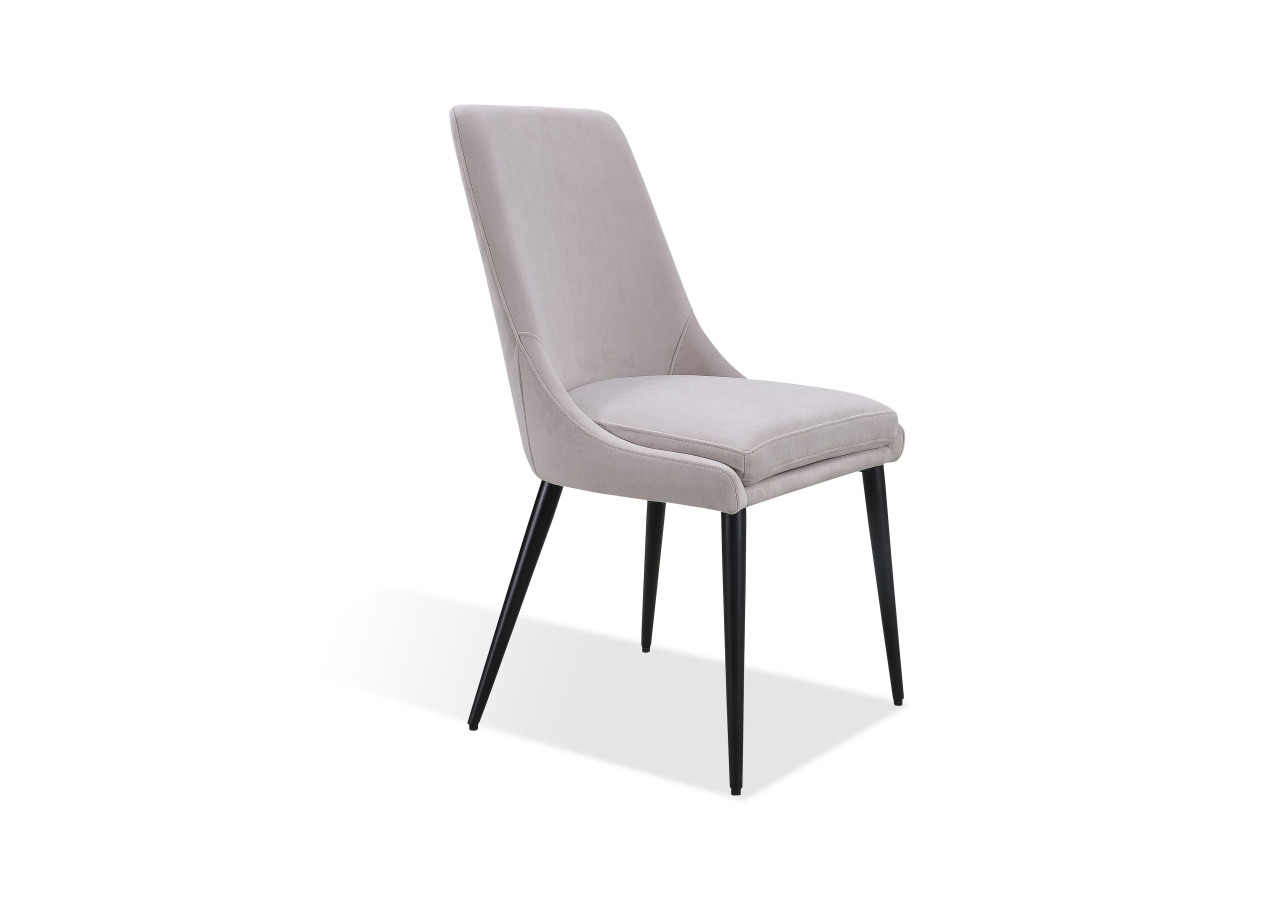 Chaise de salle à manger rembourrée avec pieds en métal Winston, gris cendré et noir