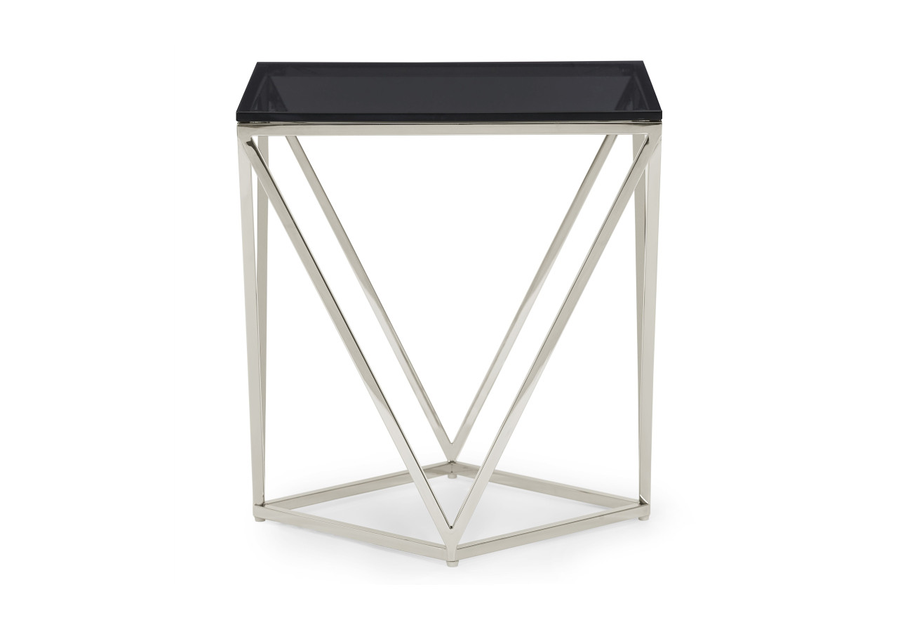 Table d'Appoint en Verre Fumé et Acier Inoxydable Poli - 4VG522 - Modus Furniture International