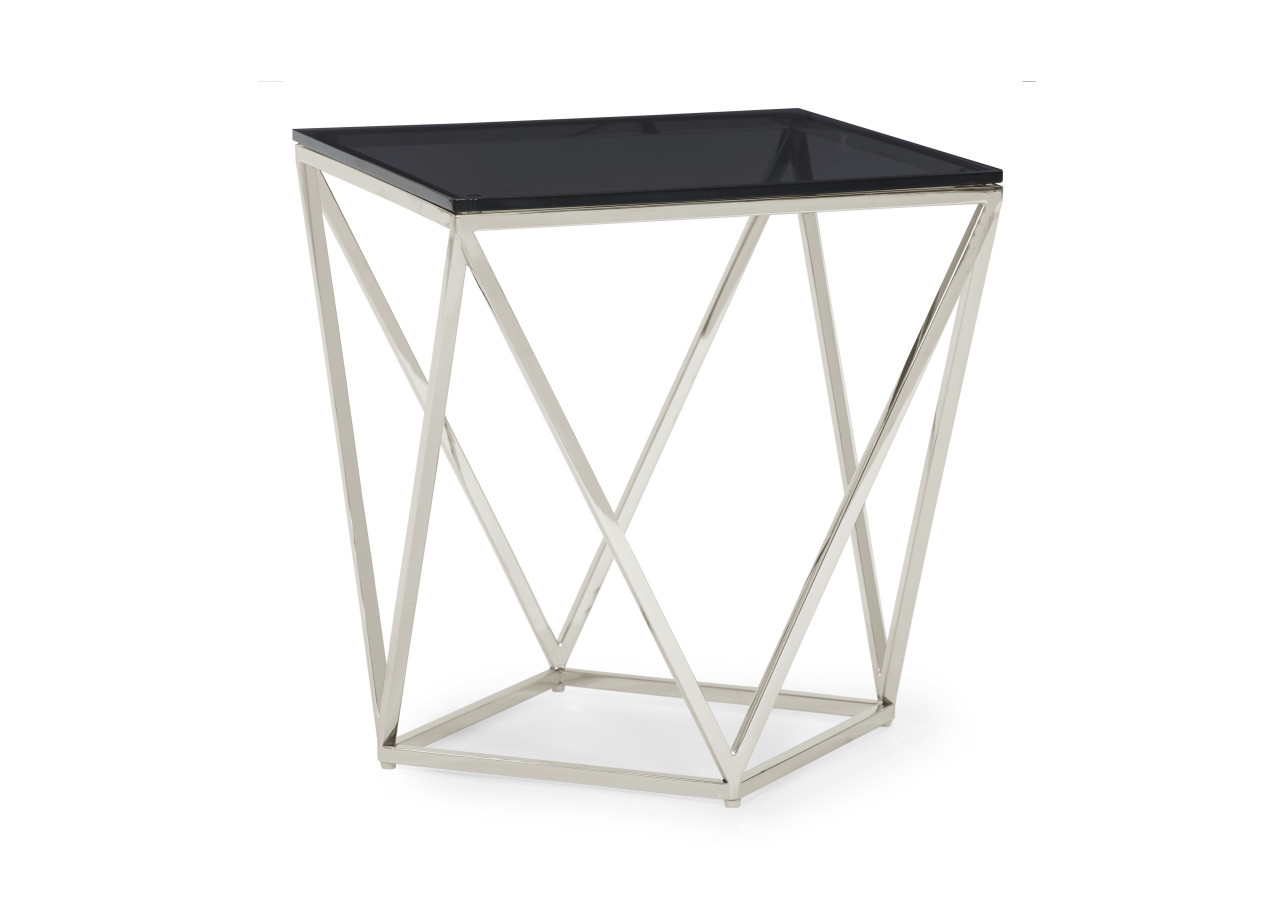 Table d'Appoint en Verre Fumé et Acier Inoxydable Poli - 4VG522 - Modus Furniture International