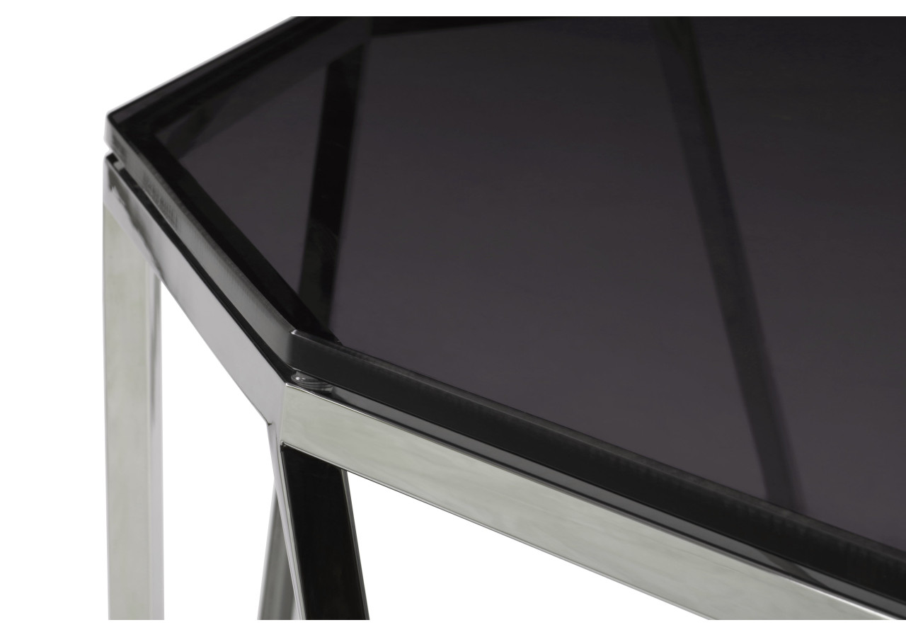 Table d'Appoint en Verre Fumé et Acier Inoxydable Poli - 4VG522 - Modus Furniture International