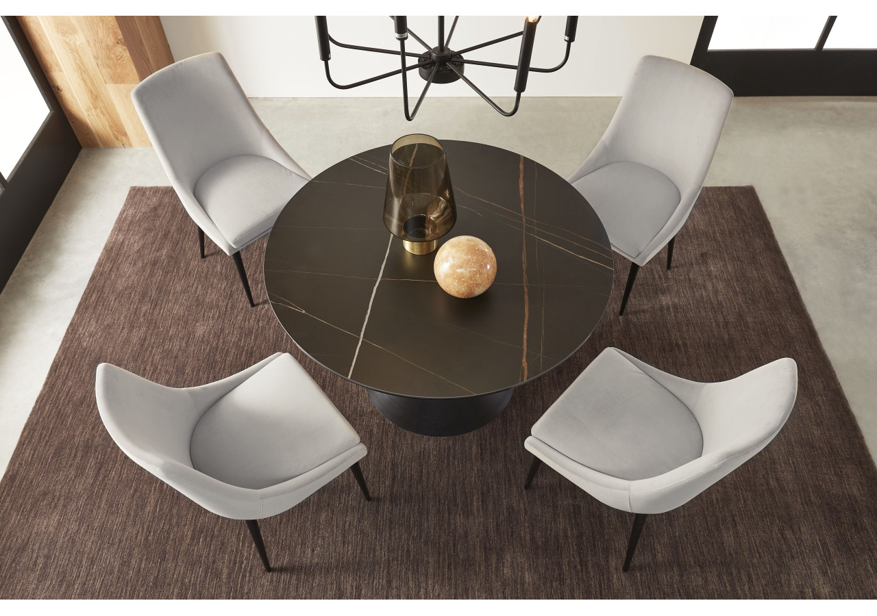 Table de salle à manger ronde avec plateau en métal et base en métal Winston Stone, noir