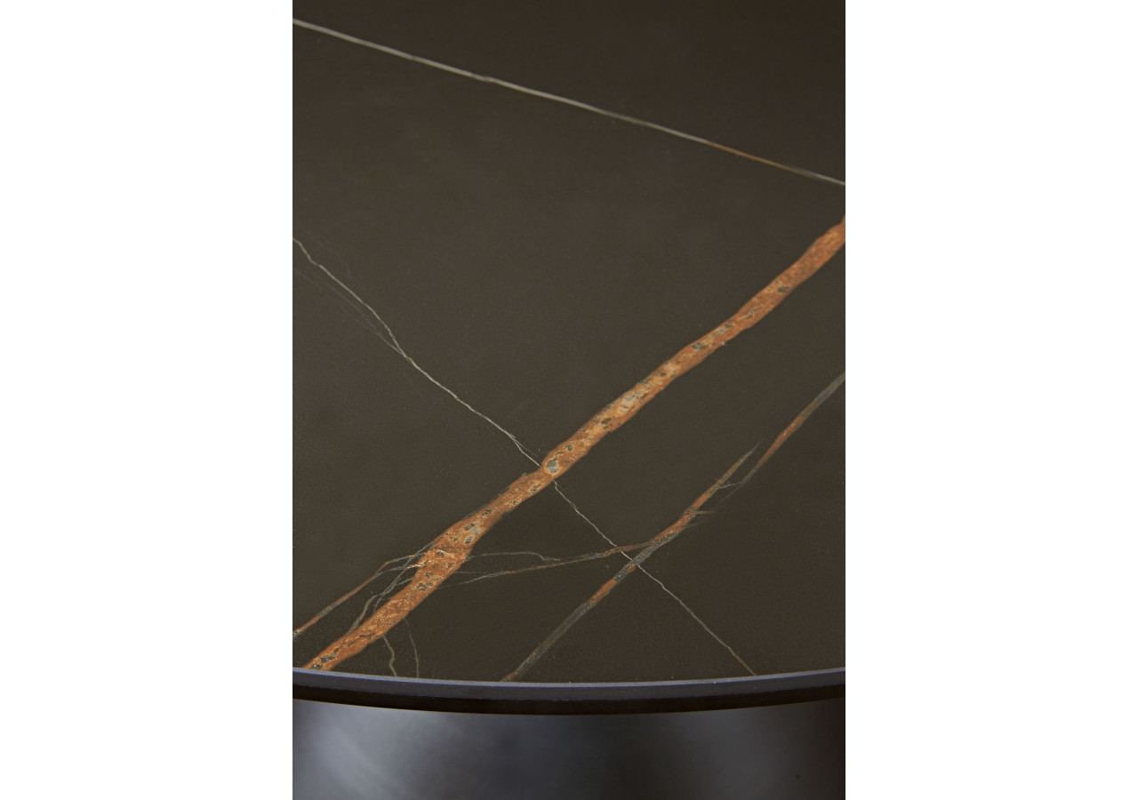 Table de salle à manger ronde avec plateau en métal et base en métal Winston Stone, noir