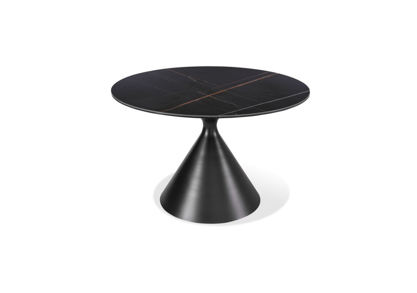 Table de salle à manger ronde avec plateau en métal et base en métal Winston Stone, noir
