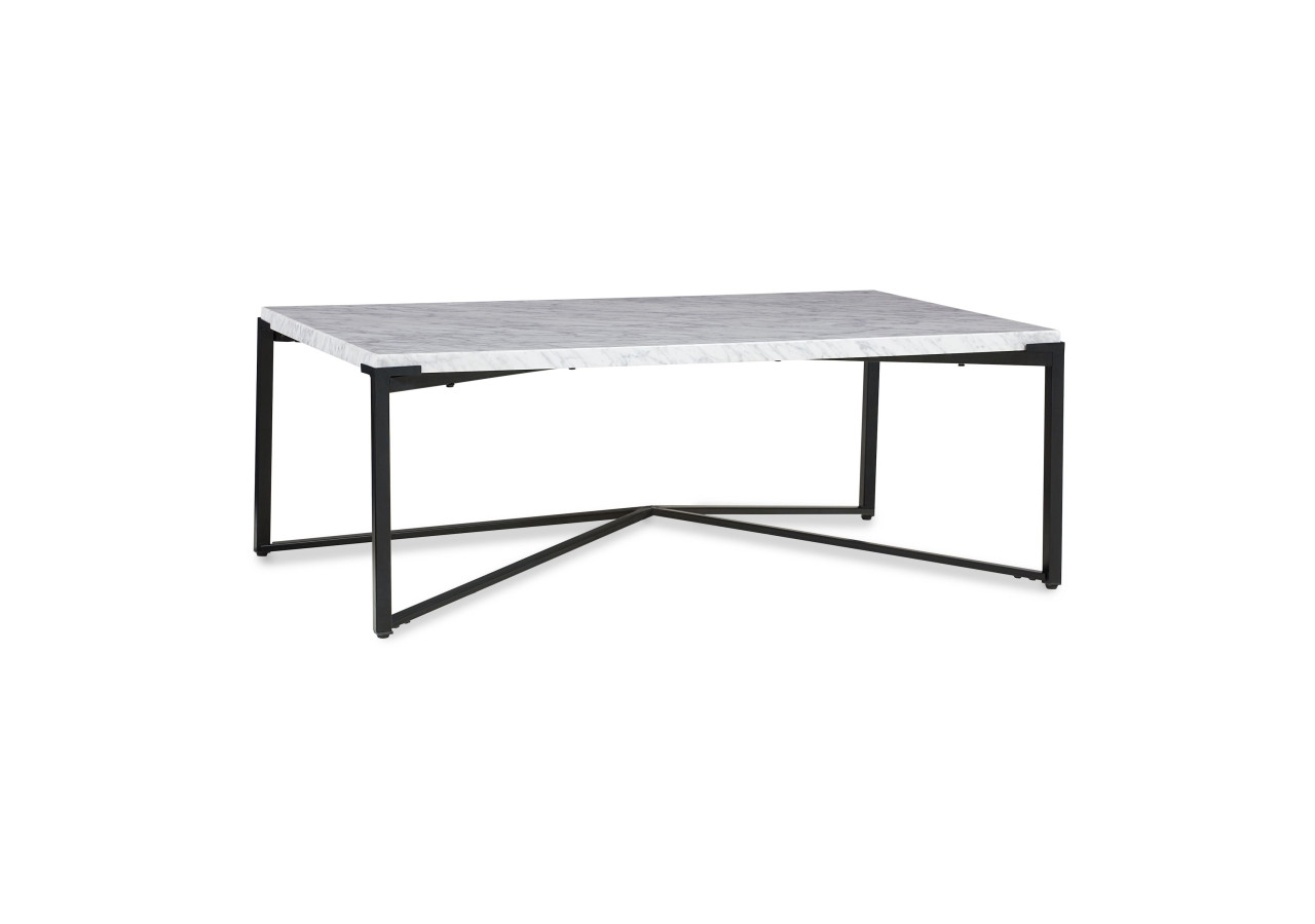 Table basse Saxon en marbre de Carrare et noir mat