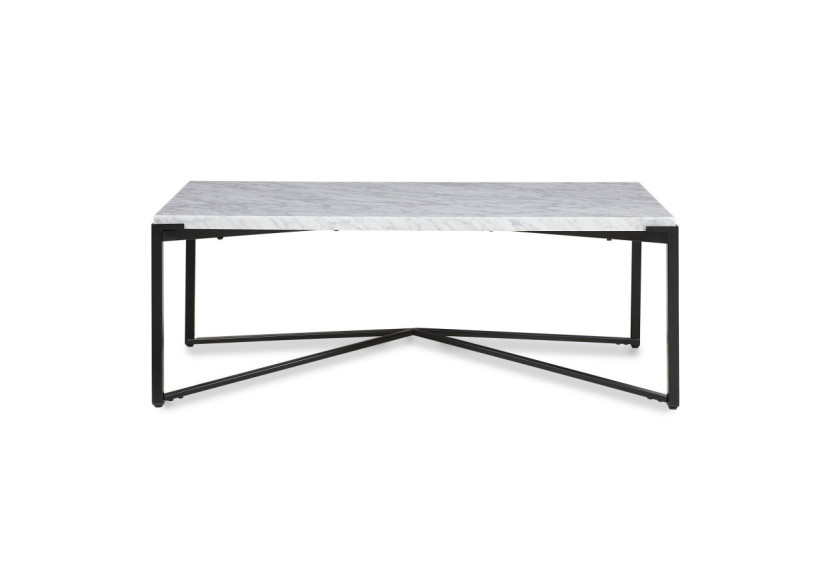 Table basse Saxon en marbre de Carrare et noir mat