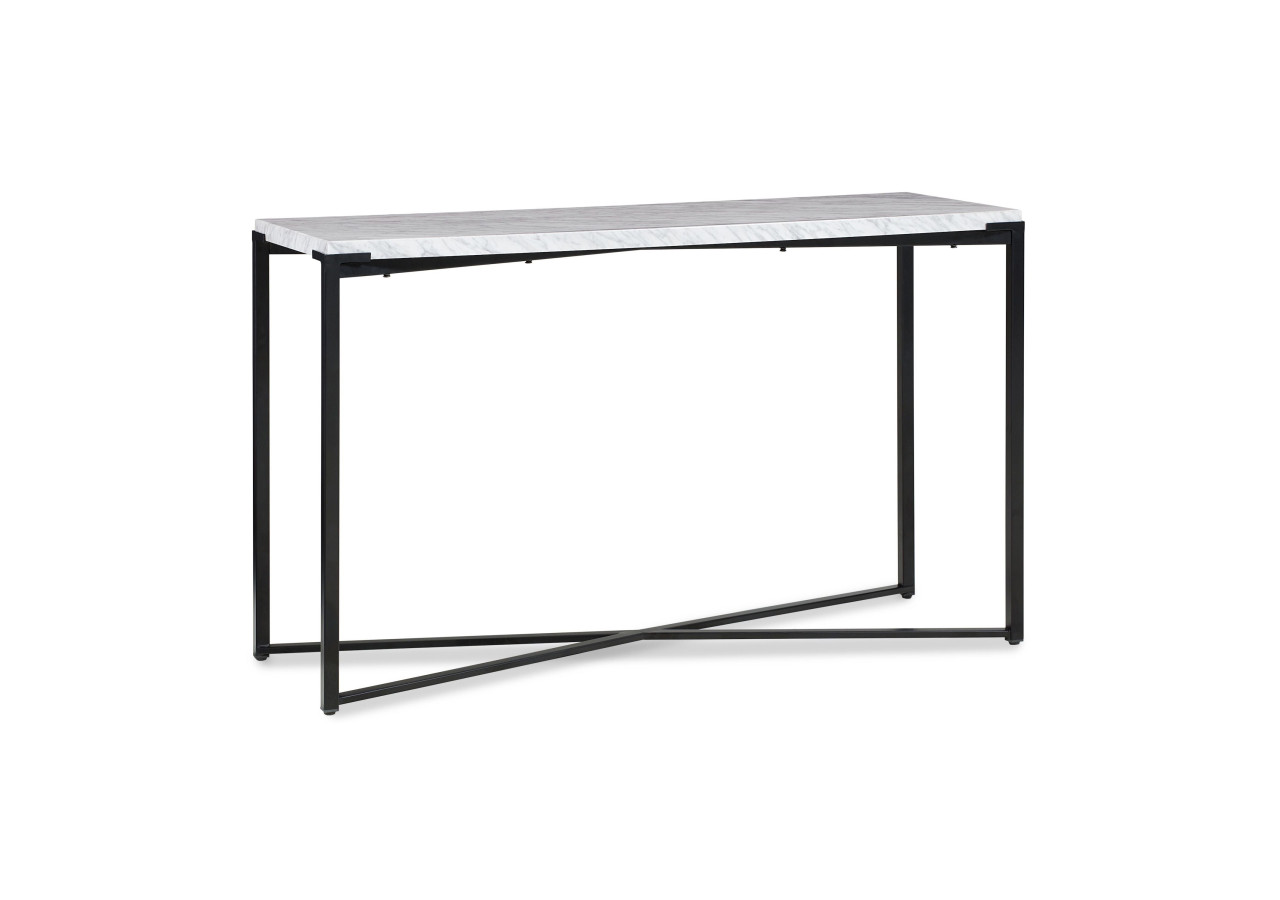Table console Saxon en marbre de Carrare et noir mat