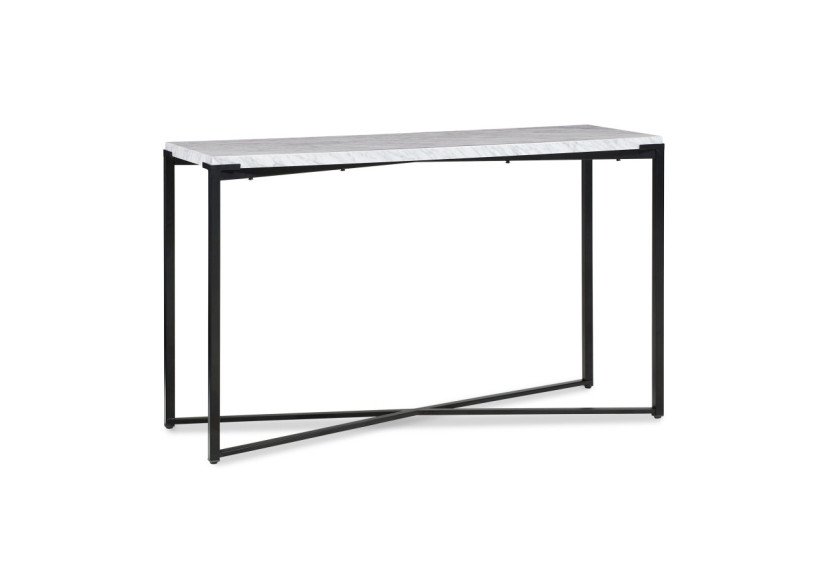 Table console Saxon en marbre de Carrare et noir mat