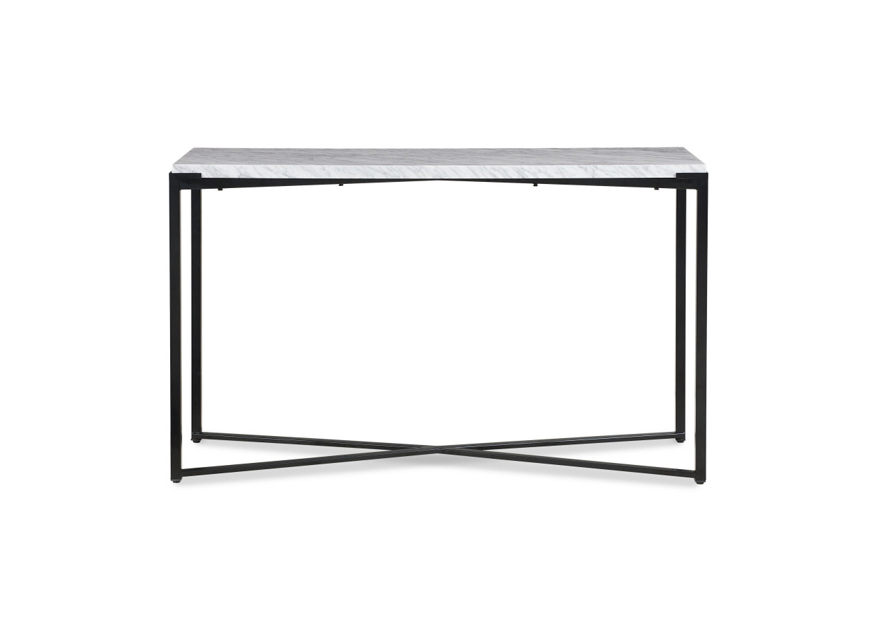 Table console Saxon en marbre de Carrare et noir mat
