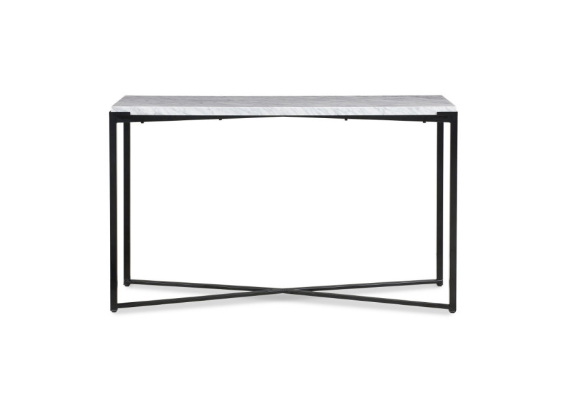 Table console Saxon en marbre de Carrare et noir mat