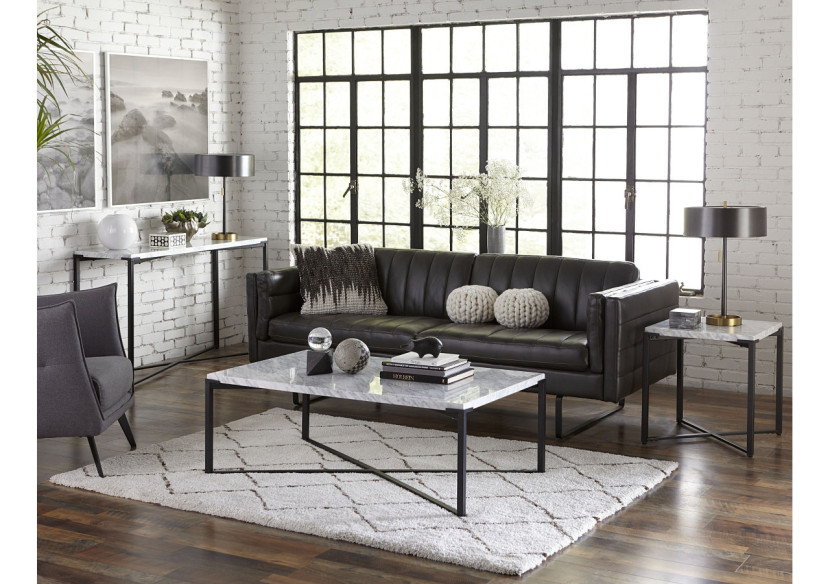 Table console Saxon en marbre de Carrare et noir mat