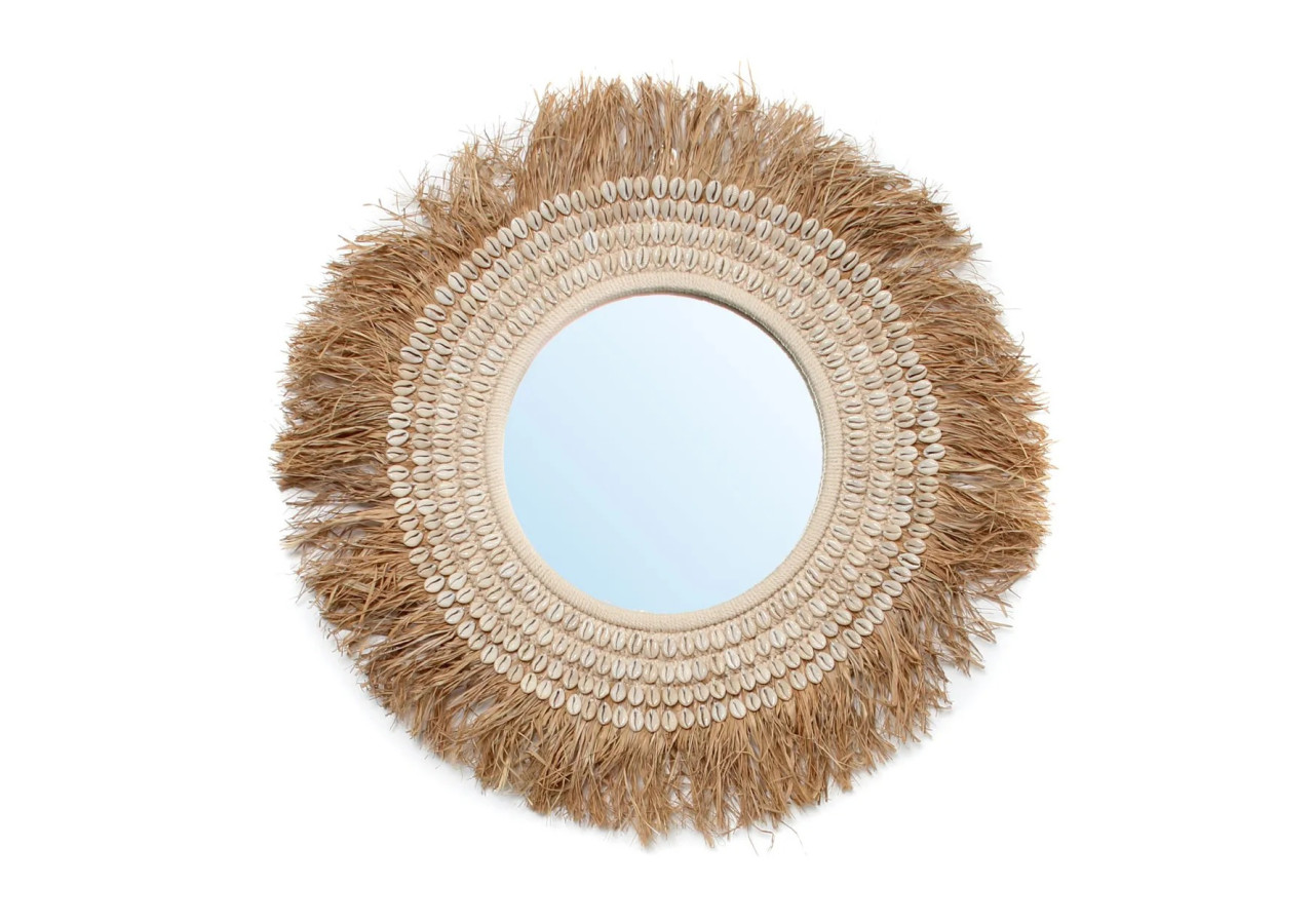 Le Miroir Raphia Cowrie - Blanc Naturel