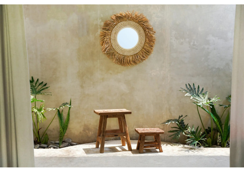 Le Miroir Raphia Cowrie - Blanc Naturel