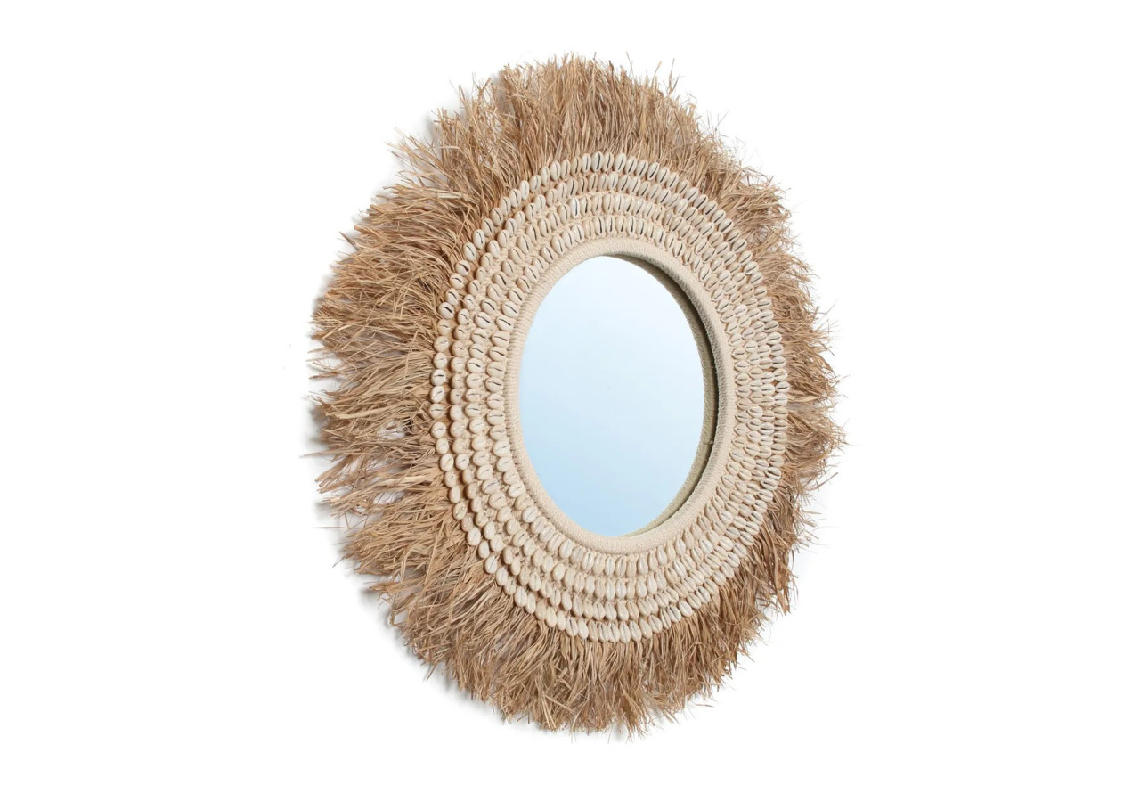 Le Miroir Raphia Cowrie - Blanc Naturel