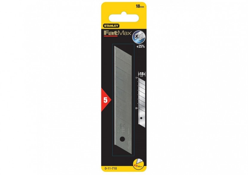 LAMES DE CUTTERS 18MM - CARTE 5 LAMES - FATMAX - 0-11-718 - Stanley