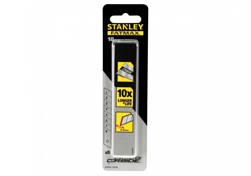 LAMES DE CUTTER 18MM FATMAX AU CARBURE DE TUNGSTENE - CARTE 5 LAMES - STHT0-11818 - Stanley