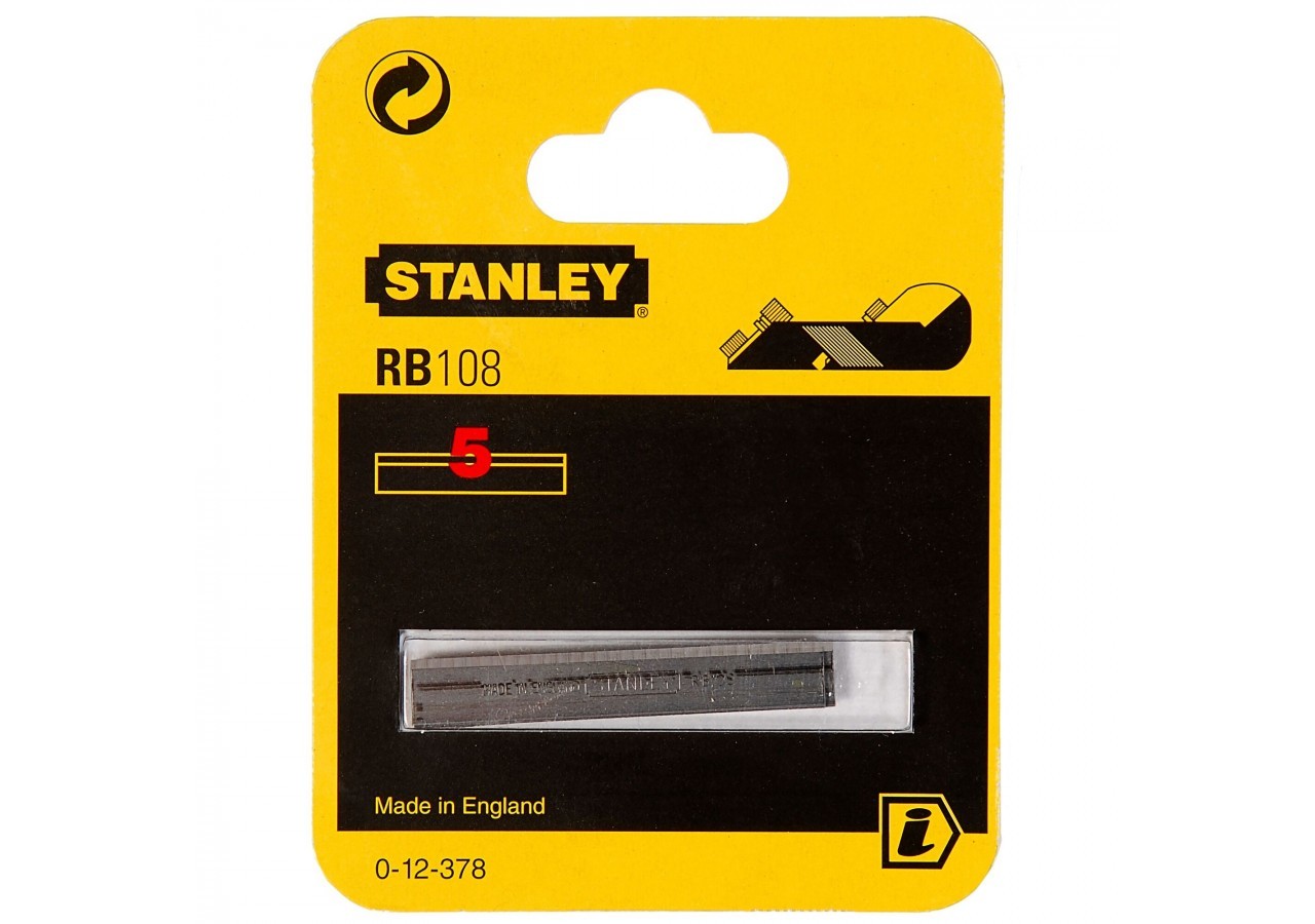 FER POUR RABOT RB10 ET RB5 - CARTE DE 5 LAMES DROITES - 0-12-378 - Stanley
