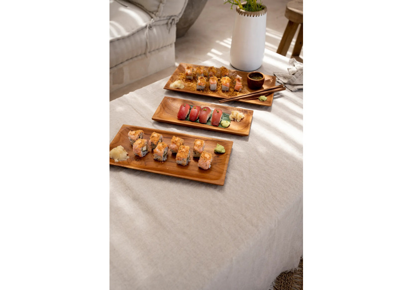 L'assiette à sushi en racine de teck - M