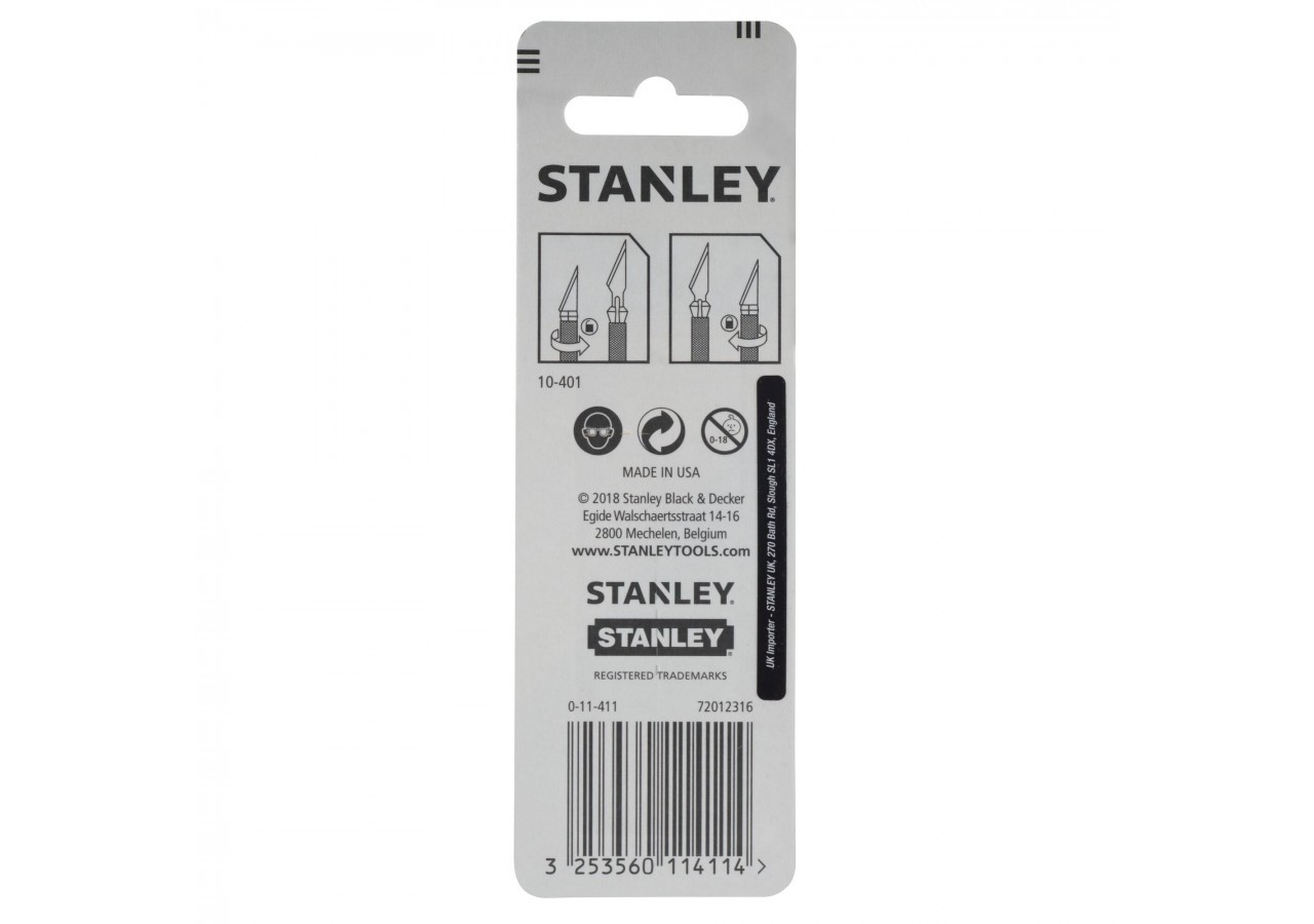 LAME DE SCALPEL HOBBY A ANGLE AIGU - CARTE DE 5 LAMES - 0-11-411 - Stanley