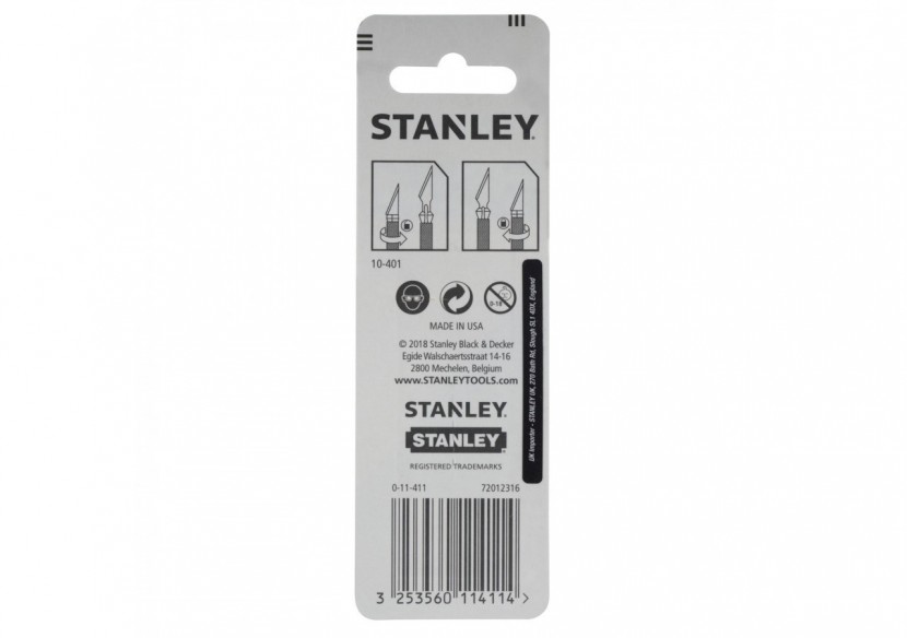 LAME DE SCALPEL HOBBY A ANGLE AIGU - CARTE DE 5 LAMES - 0-11-411 - Stanley