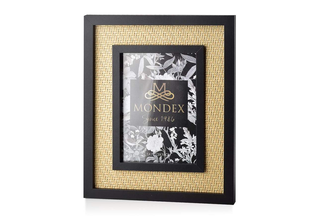 Cadre photo ADI - 13x18cm en tressé noir et beige - HTOK4643 - Mondex