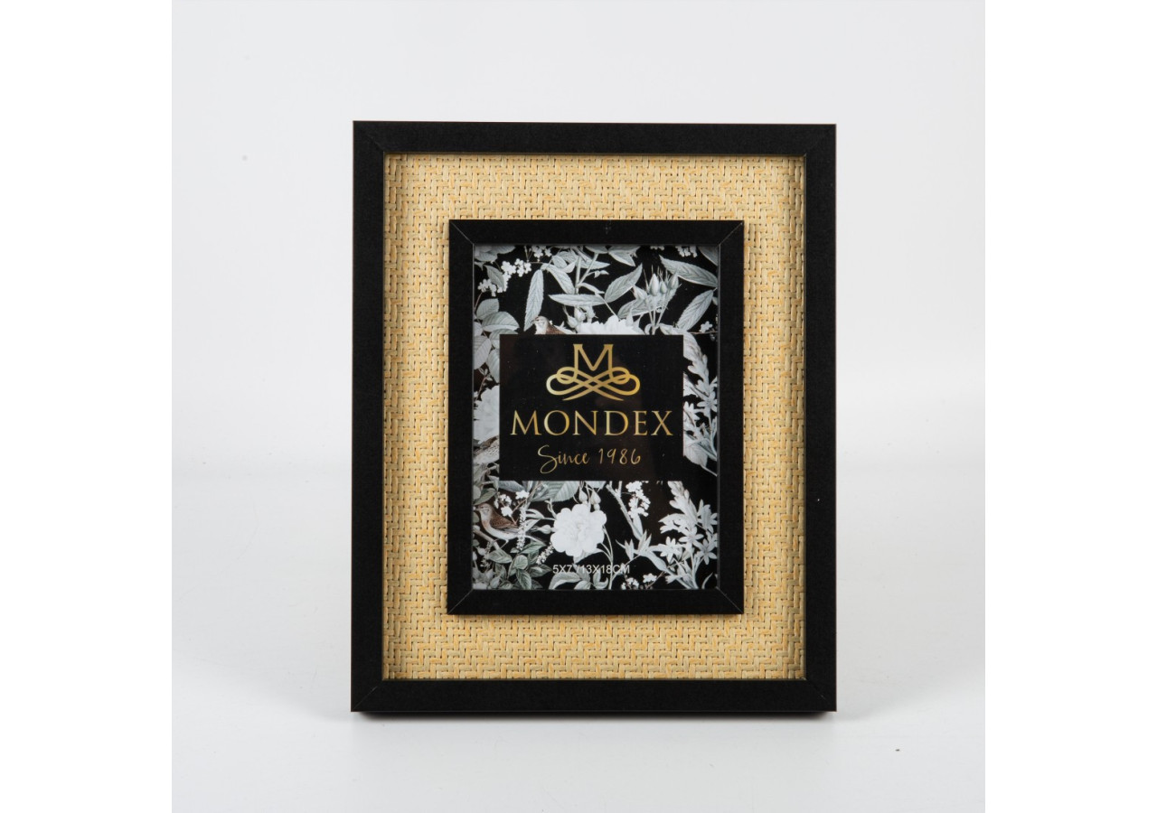 Cadre photo ADI - 13x18cm en tressé noir et beige - HTOK4643 - Mondex
