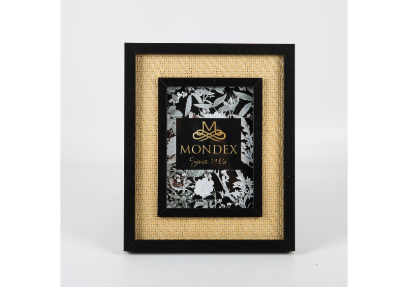 Cadre photo ADI - 13x18cm en tressé noir et beige - HTOK4643 - Mondex Cadre photo ADI - 13x18cm en tressé noir et beige - HTOK4643 - Mondex