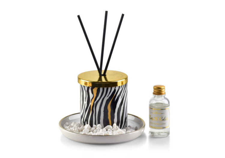 Diffuseur de Parfum Zebra - 7,5xH9cm avec Socle 14cm - HTTP7553 - Mondex