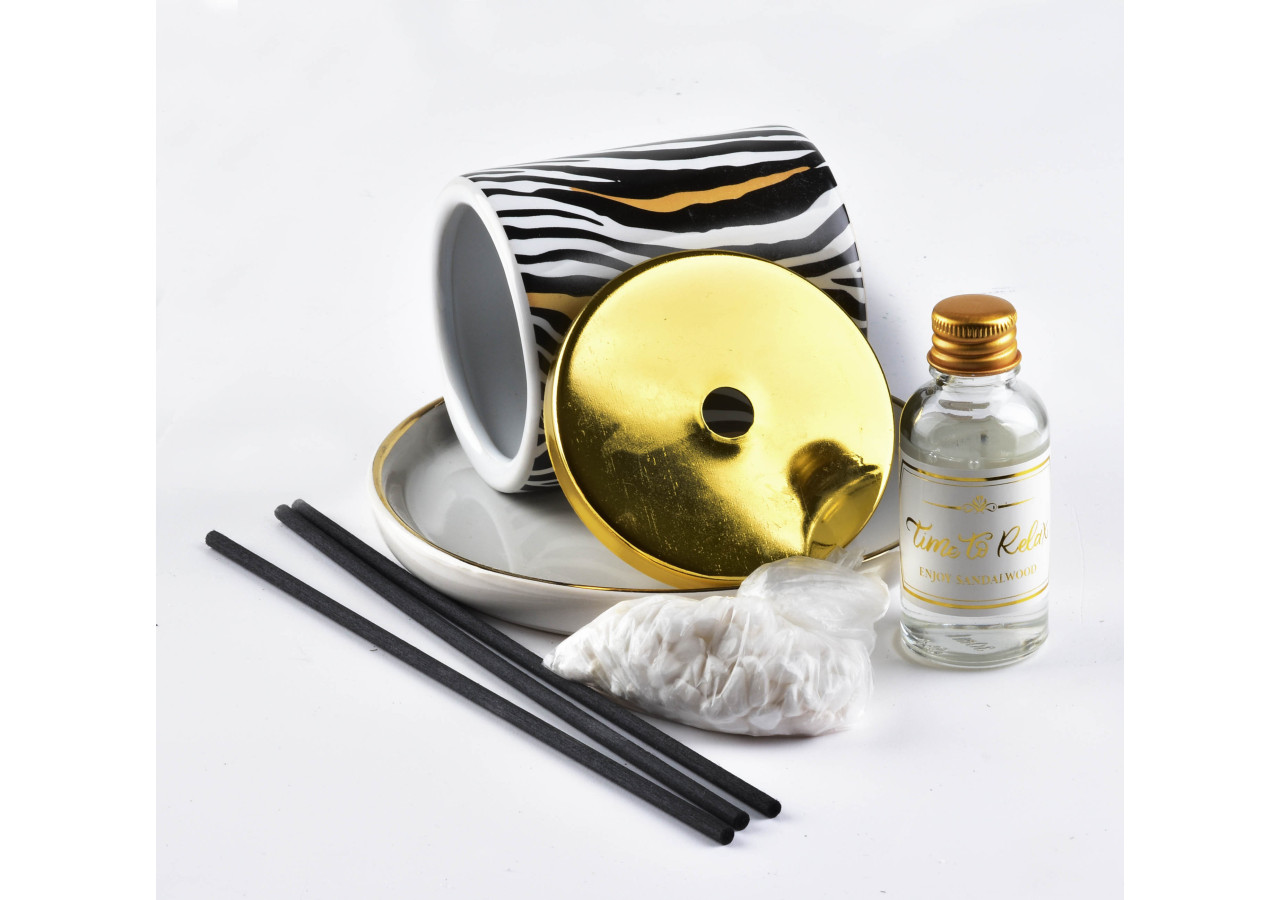 Diffuseur de Parfum Zebra - 7,5xH9cm avec Socle 14cm - HTTP7553 - Mondex