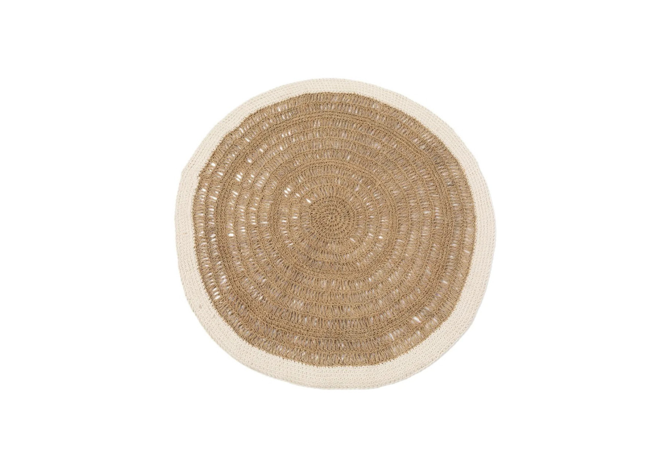 Tapis Rond en Herbe Marine & Coton - Naturel Blanc - 100 - BAVE023NW-100 - Bazar Bizar