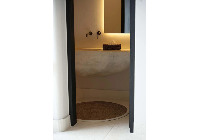 Tapis Rond en Herbe Marine & Coton - Naturel Blanc - 100 - BAVE023NW-100 - Bazar Bizar