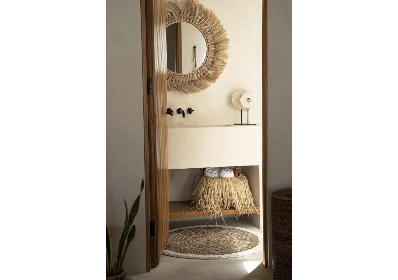 Tapis Rond en Herbe Marine & Coton - Naturel Blanc - 100 - BAVE023NW-100 - Bazar Bizar