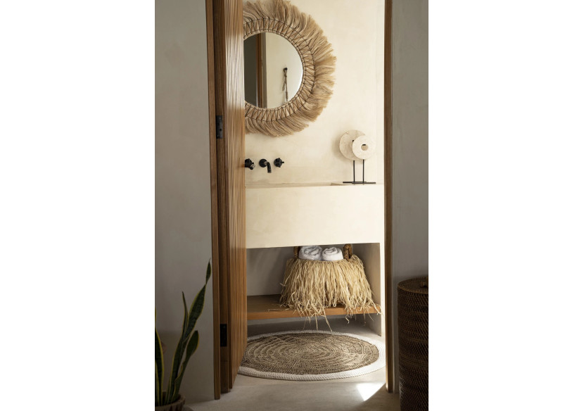 Tapis Rond en Herbe Marine & Coton - Naturel Blanc - 100 - BAVE023NW-100 - Bazar Bizar