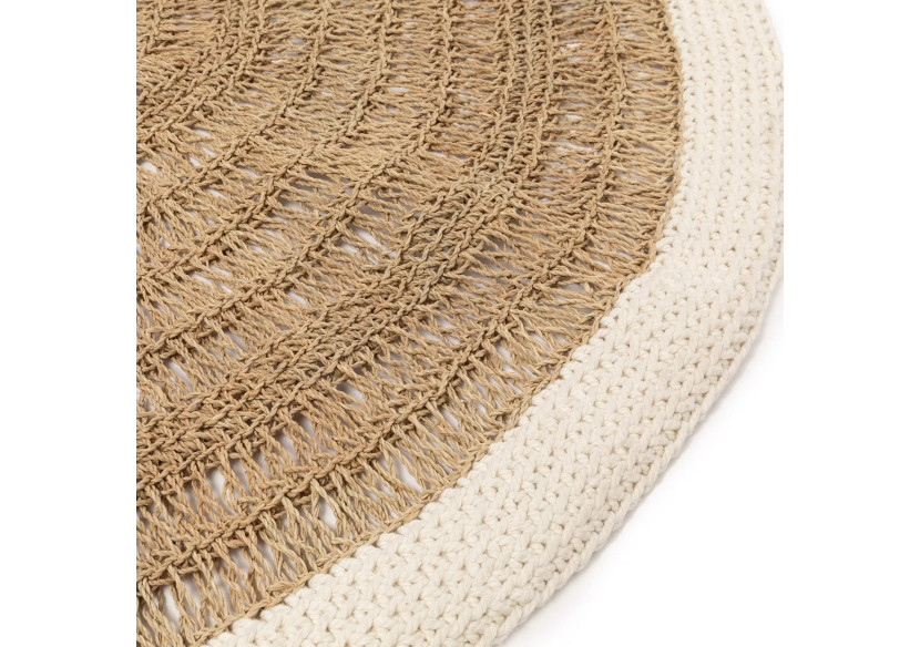 Tapis Rond en Herbe Marine & Coton - Naturel Blanc - 100 - BAVE023NW-100 - Bazar Bizar