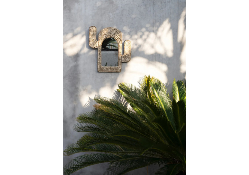 Miroir Cactus en Coquillages - Blanc - BABL024W - Bazar Bizar