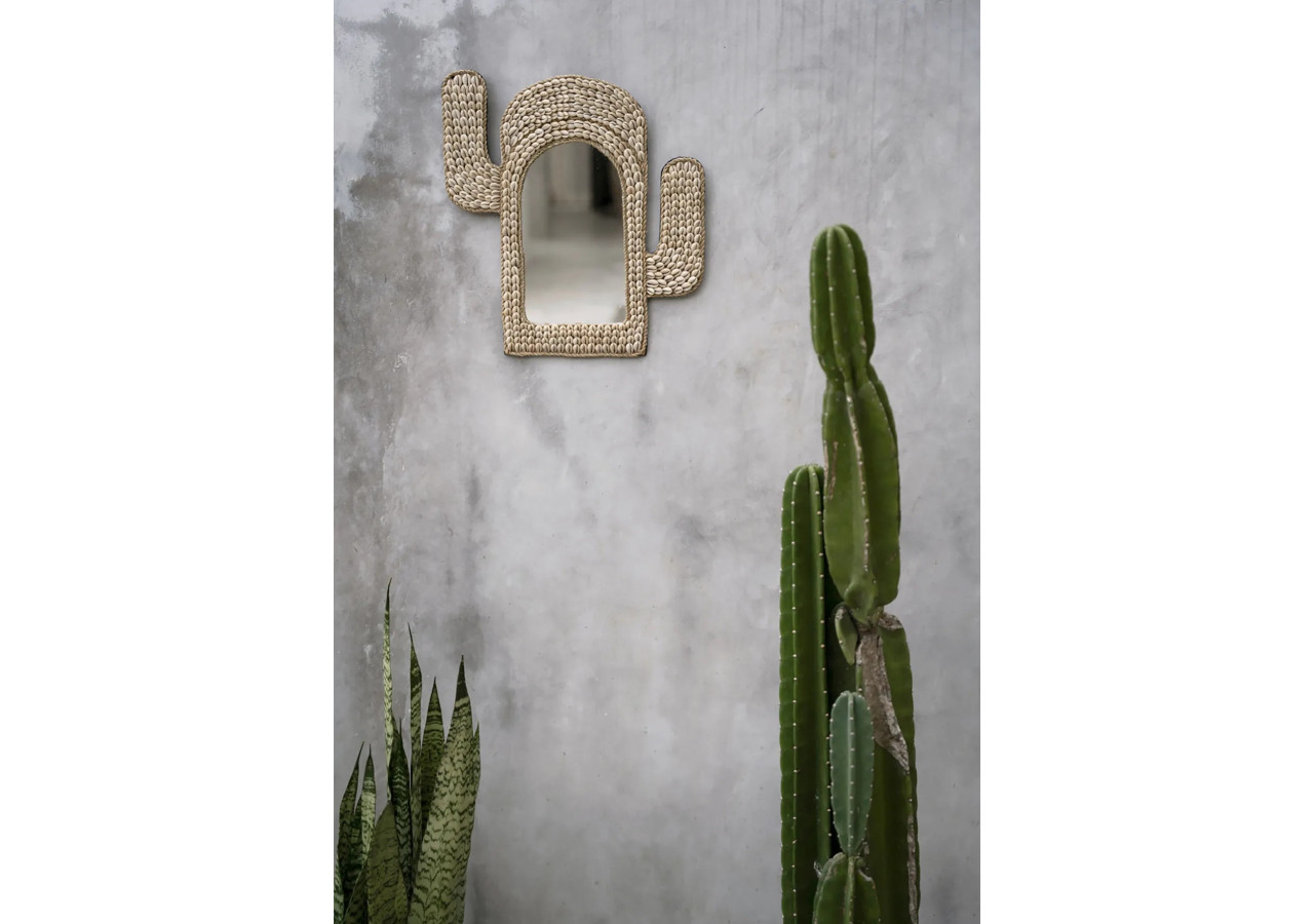 Miroir Cactus en Coquillages - Blanc - BABL024W - Bazar Bizar