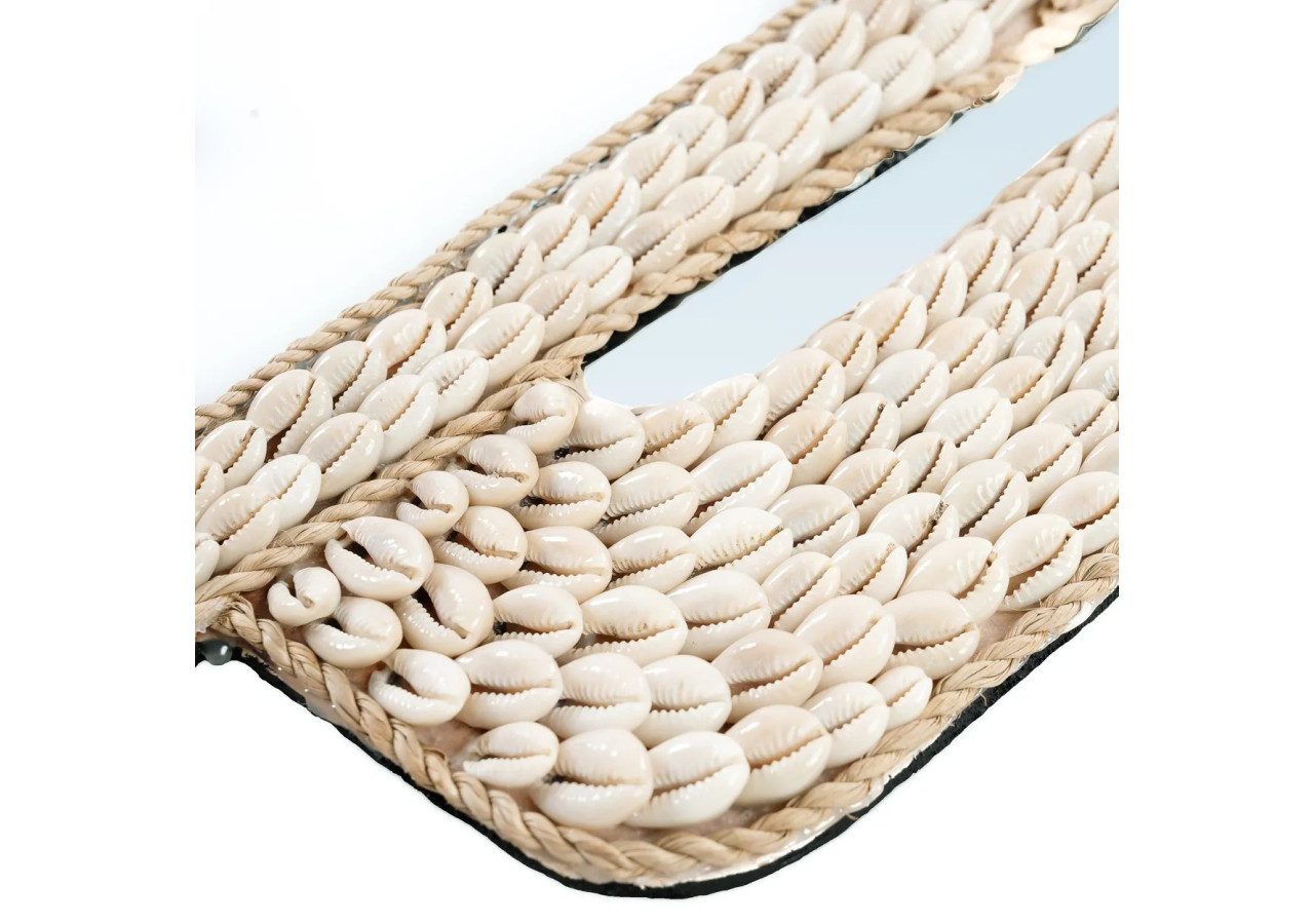 Miroir Cactus en Coquillages - Blanc - BABL024W - Bazar Bizar