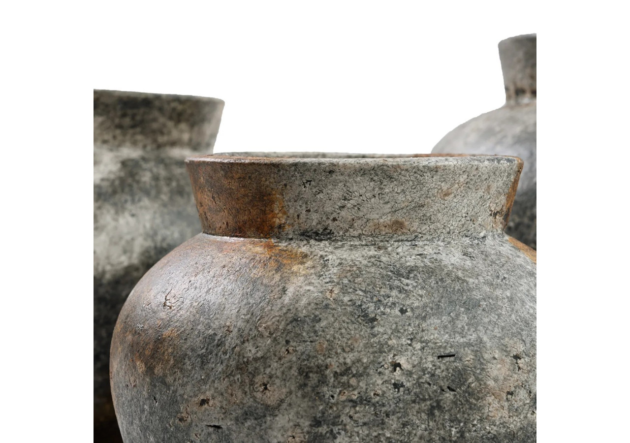 Vase Funky - Gris Antique - S en terre cuite - JABR091AG-S - Bazar Bizar