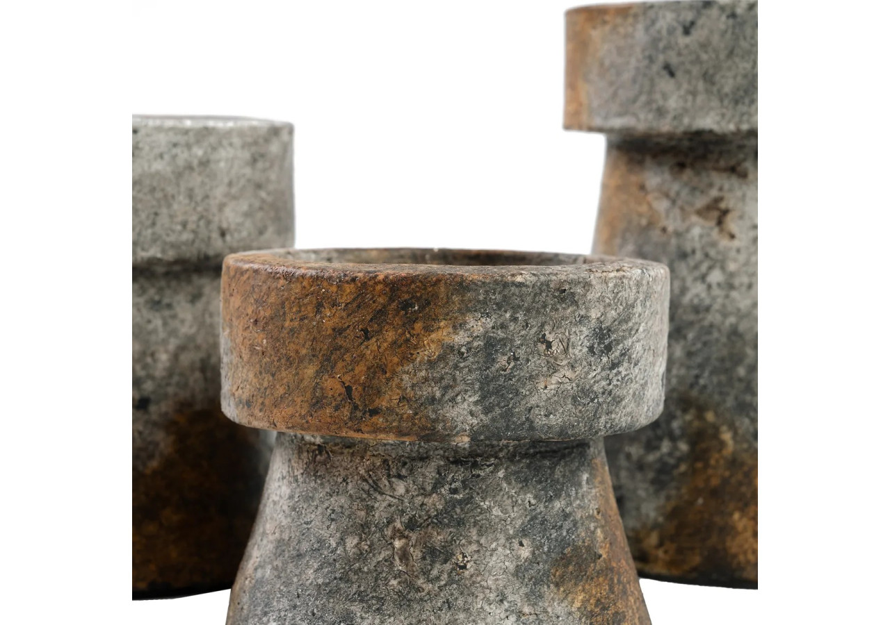 Support de Bougie GIPSY - Gris Antique - Taille L - JABR093AG-L - Bazar Bizar