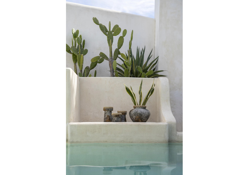 Support de Bougie PRETTY - Gris Antique - Taille L - JABR045AG-L - Bazar Bizar