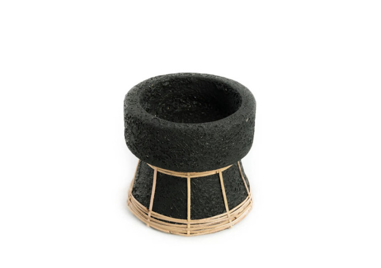 Support de Bougie Serene - Terracotta Noir Naturel - S - JABR088BN-S - Bazar Bizar