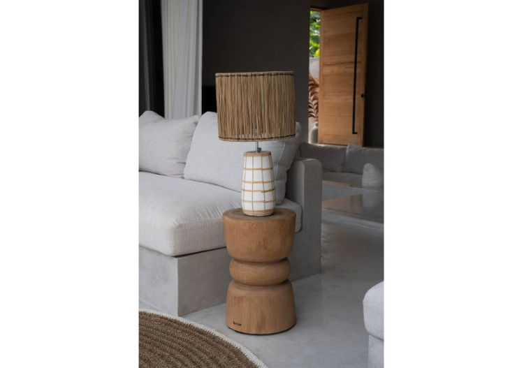 Tabouret Aukai - Bois Suar Naturel au Design Élégant - JACI002N - Bazar Bizar 2
