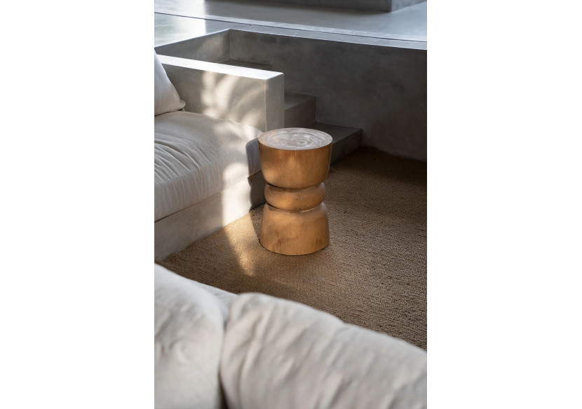 Tabouret Aukai - Bois Suar Naturel au Design Élégant - JACI002N - Bazar Bizar